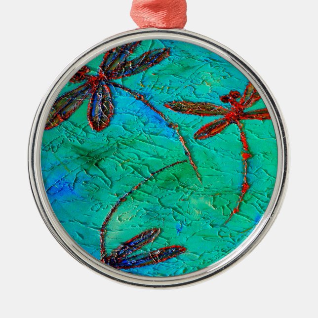 Dragonfly Dance Metal Tree Decoration (Front)