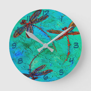 Dragonfly Dance Round Clock