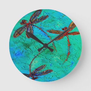 Dragonfly Dance Round Clock