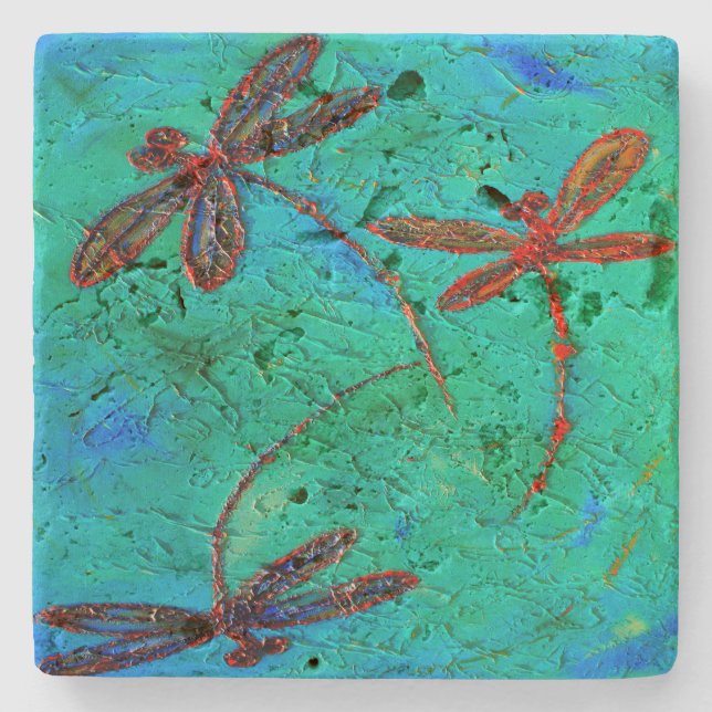 Dragonfly Dance Stone Coaster (Front)