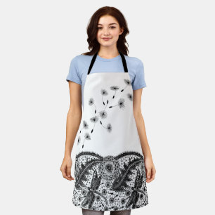 Dragonfly Dandelion Line Art Apron