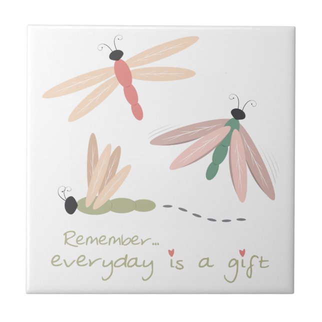 Dragonfly Day Gift Ceramic Tile (Front)