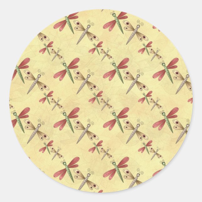 Dragonfly Delight Classic Round Sticker (Front)