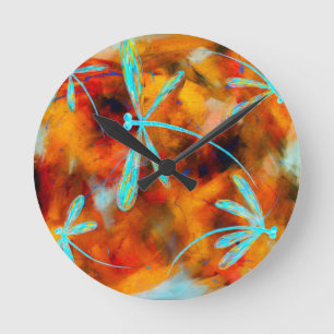 Dragonfly Desert Flit Round Clock