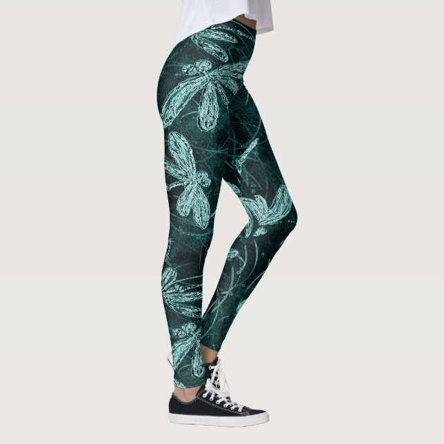 Dragonfly Disco Midnight Blue Leggings (Right)