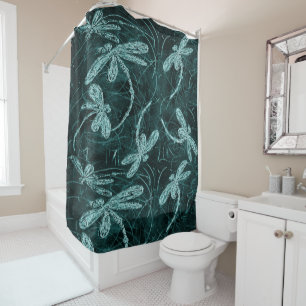 Dragonfly Disco Midnight Blue Shower Curtain