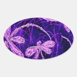 Dragonfly Disco Oval Sticker