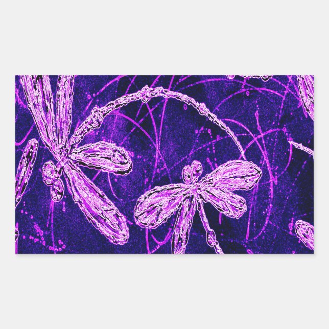 Dragonfly Disco Rectangular Sticker (Front)