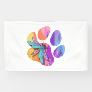 Dragonfly Dog Paw Colour Dog Insect Lover Banner