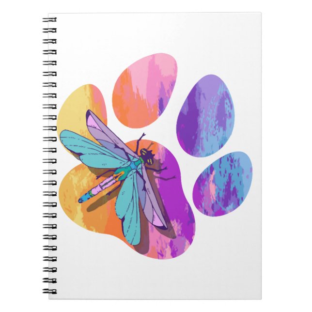Dragonfly Dog Paw Colour Dog Insect Lover  Notebook (Front)