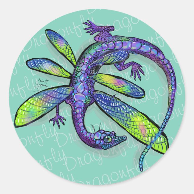 Dragonfly Dragon Classic Round Sticker (Front)