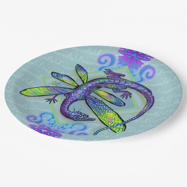 Dragonfly Dragon Paper Plate (Angled)