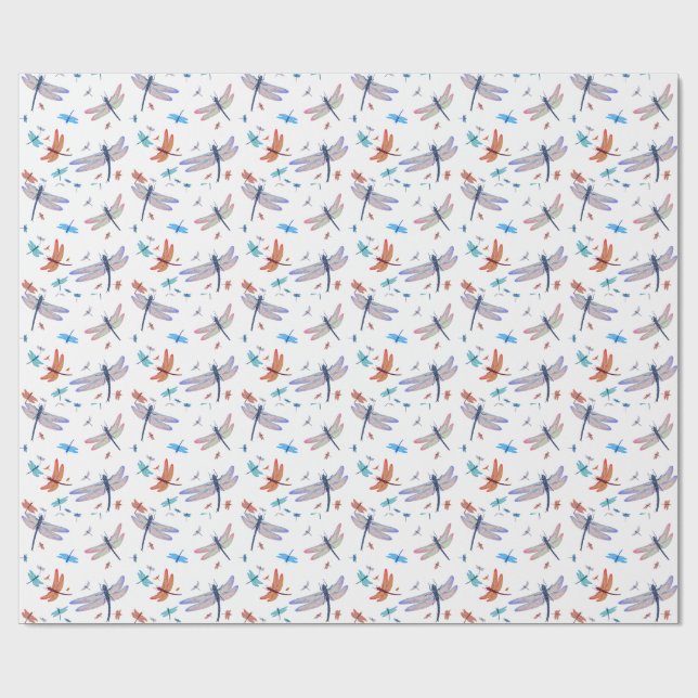 Dragonfly Dragonflies Dragon Fly Wrapping Paper (Flat)