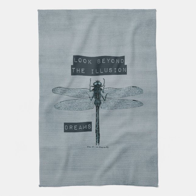 Dragonfly Dream Illusion Tea Towel (Vertical)