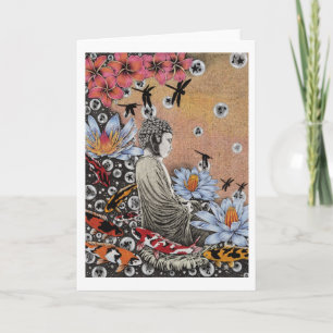 Dragonfly Dream IV (Blue Lotus at the Fish Pond) Card