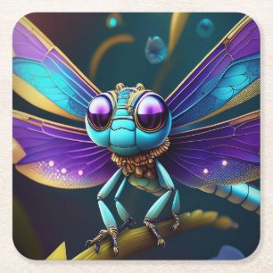 Dragonfly Dreaming Skydancer Square Paper Coaster