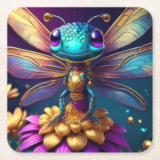 Dragonfly Dreaming Zephyr Square Paper Coaster