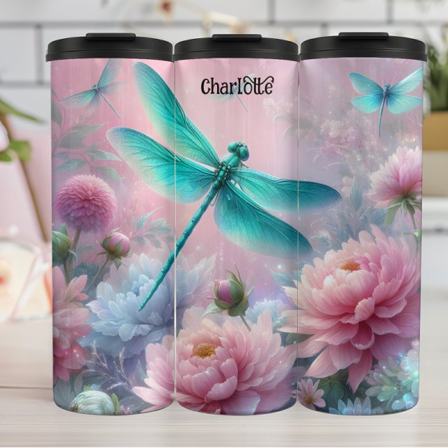 Dragonfly Dreams: Floral, Ethereal, Pastel Thermal Tumbler (Creator Uploaded)