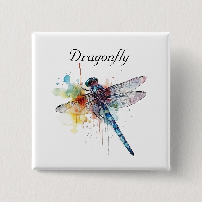 Dragonfly Dreamscape, custom 15 Cm Square Badge (Front)