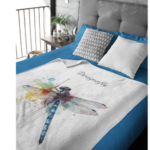Dragonfly Dreamscape, custom Fleece Blanket