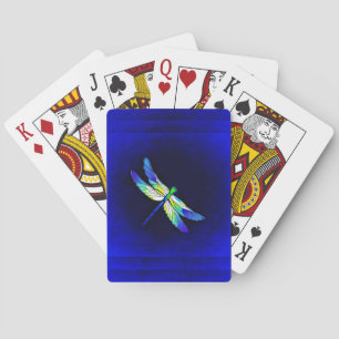 Dragonfly Electric Blue - Personalise with a name Playing Cards