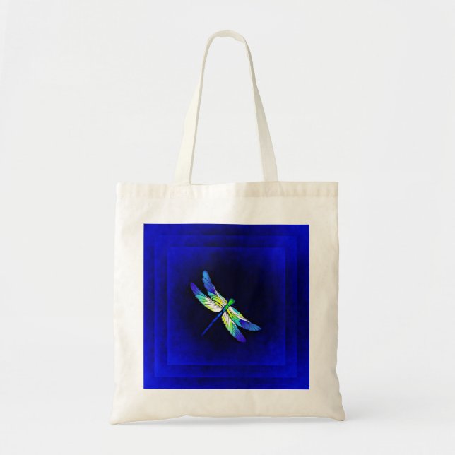 Dragonfly Electric Blue - Personalise with a name Tote Bag (Front)