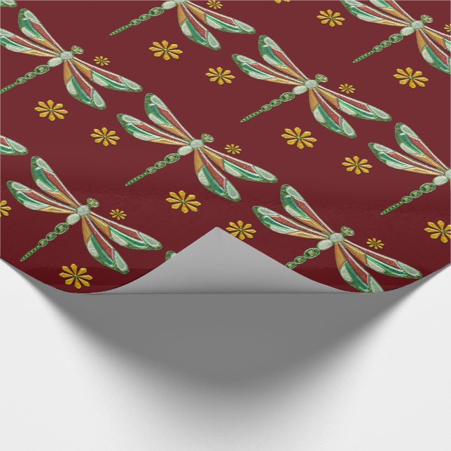 Dragonfly Elegant Jewelled 2 Folk Art Wrapping Paper (Corner)