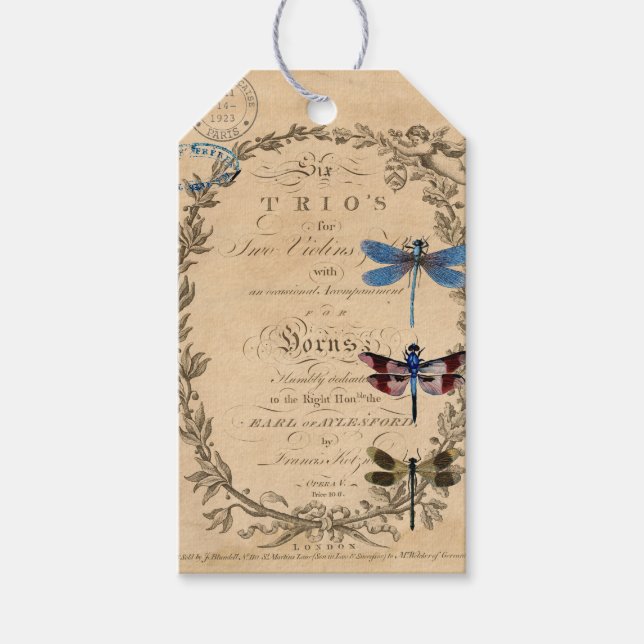 Dragonfly Ephemera Art Journal Tag (Front)