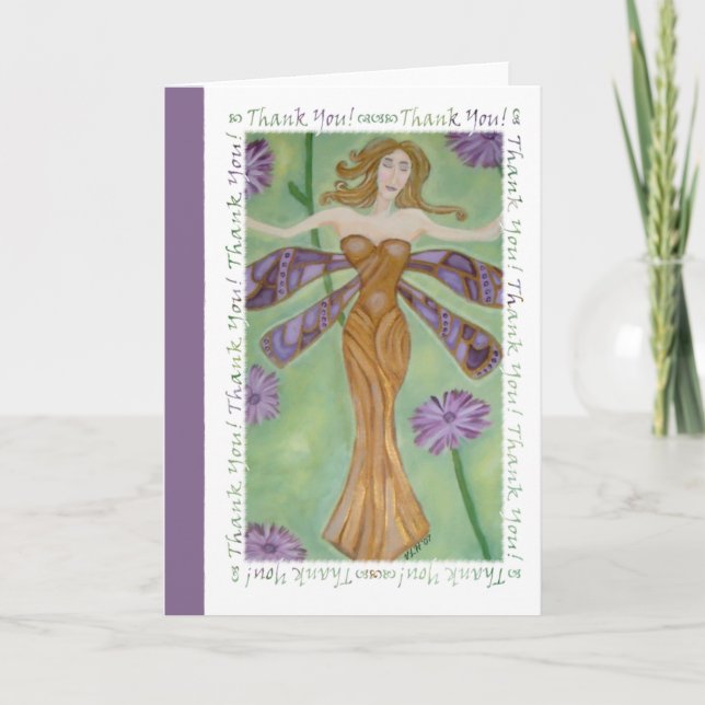 Dragonfly Fairy Thank You Card (Front)