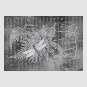 Dragonfly Fern French Grunge Chalkboard Decoupage  Tissue Paper