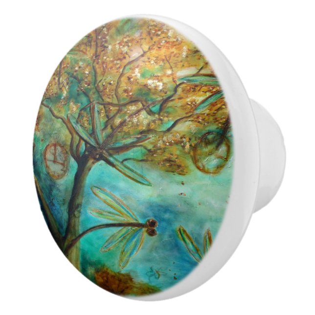 Dragonfly Flirtation Ceramic Knob (Right)