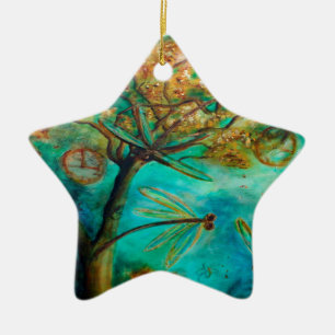 Dragonfly Flirtation Ceramic Ornament