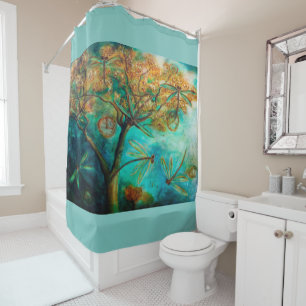 Dragonfly Flirtation Shower Curtain
