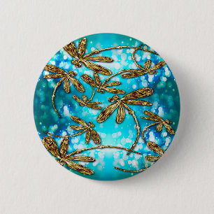 Dragonfly Flit Bubbles 6 Cm Round Badge