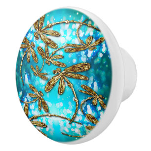 Dragonfly Flit Bubbles Ceramic Knob