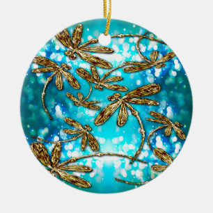 Dragonfly Flit Bubbles Ceramic Tree Decoration