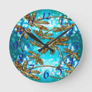 Dragonfly Flit Bubbles Round Clock