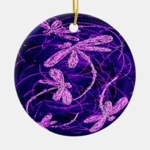 Dragonfly Flit Disco Ceramic Tree Decoration