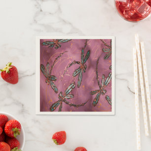 Dragonfly Flit Dusky Rose Napkin