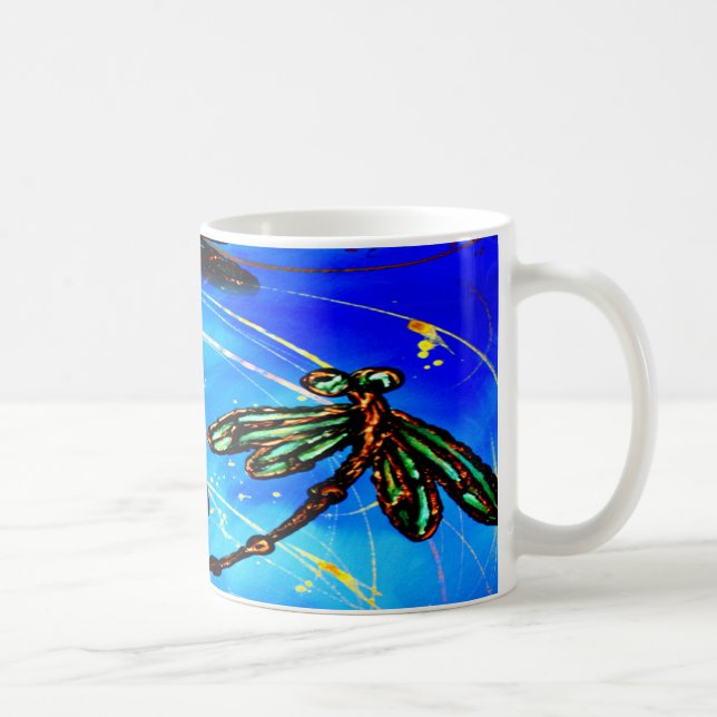 Dragonfly Flit Electric Blue Coffee Mug (Right)