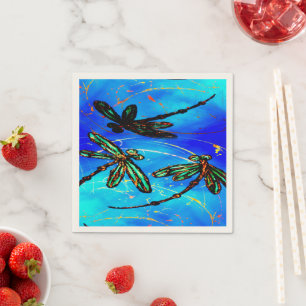 Dragonfly Flit Electric Blue Napkin