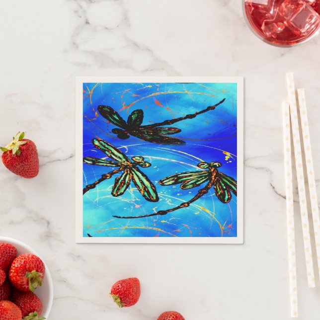 Dragonfly Flit Electric Blue Napkin (Insitu)
