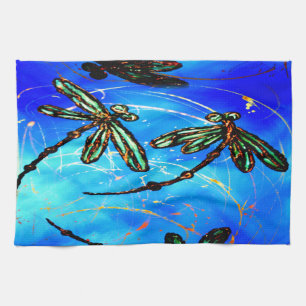 Dragonfly Flit Electric Blue Tea Towel