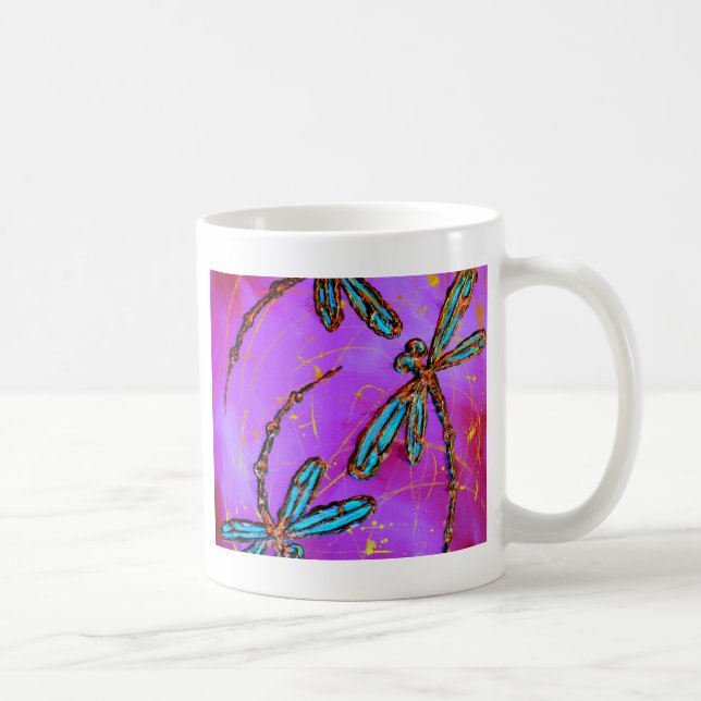 Dragonfly Flit Electric Pink Coffee Mug (Right)