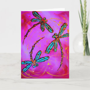 Dragonfly Flit Electric Pink Holiday Card