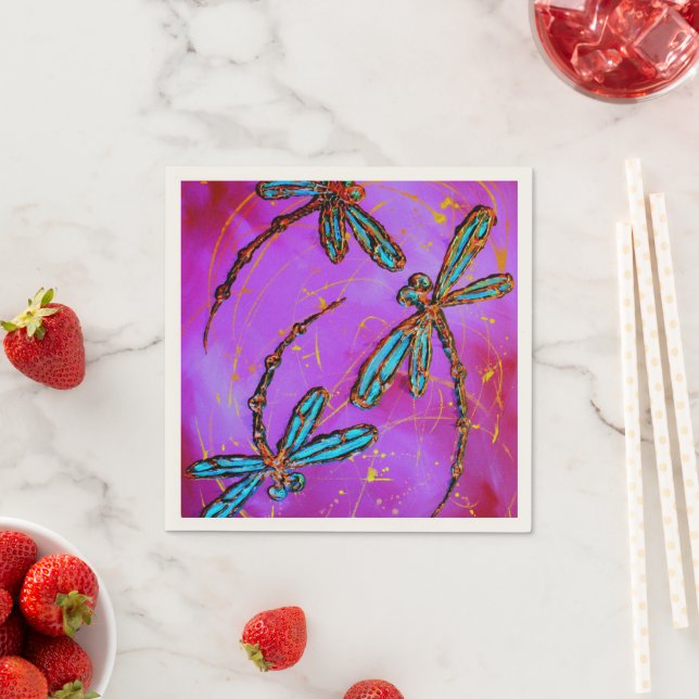 Dragonfly Flit Electric Pink Napkin (Insitu)