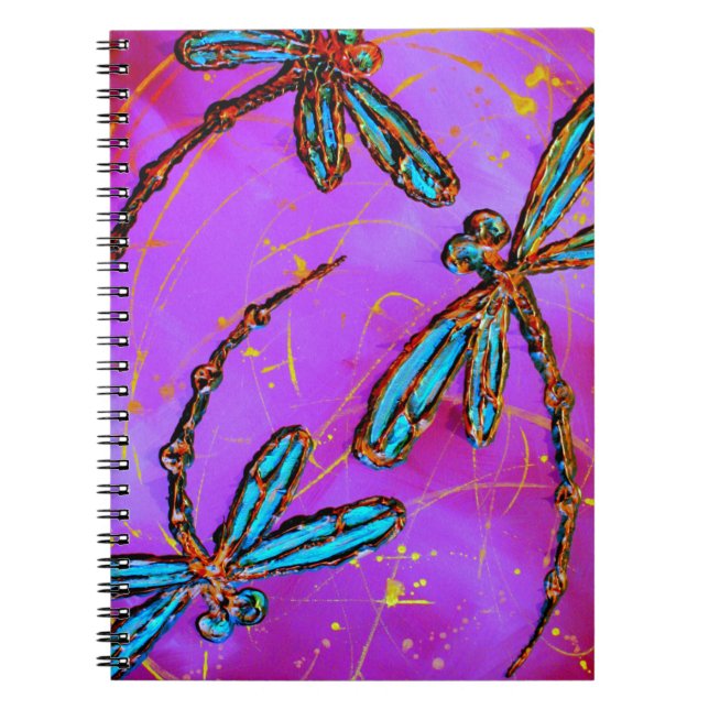 Dragonfly Flit Electric Pink Notebook (Front)