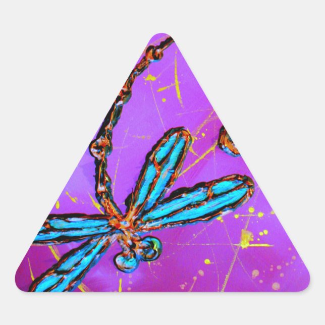 Dragonfly Flit Electric Pink Triangle Sticker (Front)