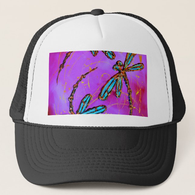 Dragonfly Flit Electric Pink Trucker Hat (Front)