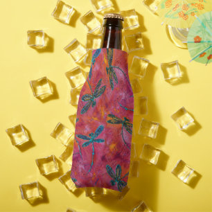 Dragonfly Flit Fuchsia Pink Bottle Cooler